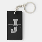 Gepersonaliseerde J Initiaal Silver Monogram Jouw  Sleutelhanger (achterkant)