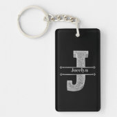 Gepersonaliseerde J Initiaal Silver Monogram Jouw Sleutelhanger (Voorkant)