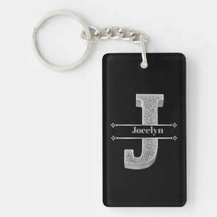 Gepersonaliseerde J Initiaal Silver Monogram Jouw Sleutelhanger