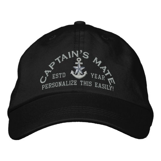 Gepersonaliseerde jaar en namen Captain's Mate Sil Geborduurde Pet (Voorkant)