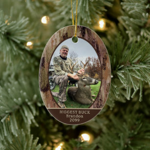 Gepersonaliseerde jachtcamouflage met 2 foto's keramisch ornament