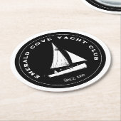 Gepersonaliseerde jachtclub. Aangepaste zeilboot Ronde Kartonnen Onderzetter (Gebogen)