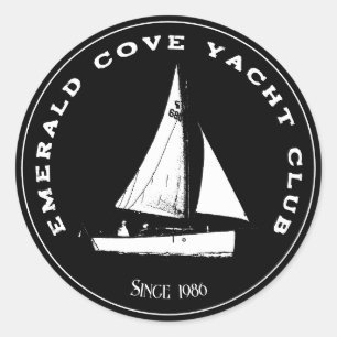 Gepersonaliseerde jachtclub. Aangepaste zeilboot Ronde Sticker