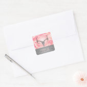 Gepersonaliseerde jachtgeweien Roze Camo Bruiloft Vierkante Sticker (Envelop)