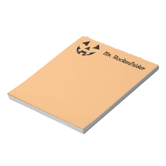 Gepersonaliseerde Jack-o-lantern pompoen gezicht H Notitieblok (Linkerzijde)