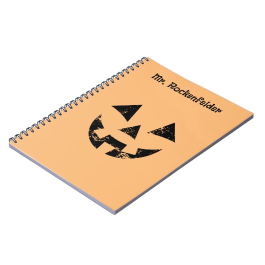 Gepersonaliseerde Jack-o-lantern pompoen gezicht H Notitieboek (Linkerzijde)