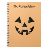 Gepersonaliseerde Jack-o-lantern pompoen gezicht H Notitieboek (Voorkant)