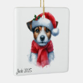 Gepersonaliseerde Jack Russell hond met een Santa  Keramisch Ornament (Rechts)