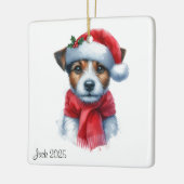 Gepersonaliseerde Jack Russell hond met een Santa  Keramisch Ornament (Links)