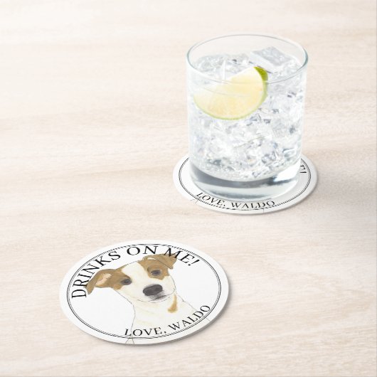 Gepersonaliseerde Jack Russell Terrier bruiloft Ronde Kartonnen Onderzetter (Insitu)