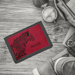 Gepersonaliseerde Jaguar-Kinderen Drievoud Portemonnee<br><div class="desc">Een verbluffend monogramme jaguar mapje in vet rood en zwart. Een geweldig cadeau voor een neef of kleinzoon.</div>