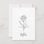 Gepersonaliseerde januari anjer geboorte bloem bedankkaart (Voorkant)