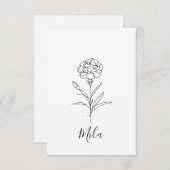 Gepersonaliseerde januari anjer geboorte bloem bedankkaart (Voorkant / Achterkant)