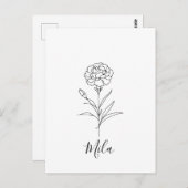 Gepersonaliseerde januari anjer geboorte bloem briefkaart (Voorkant / Achterkant)