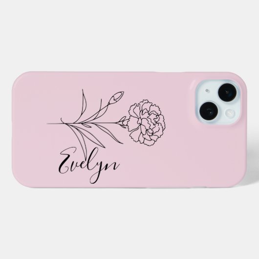 Gepersonaliseerde januari anjer geboorte bloem Case-Mate iPhone case (Achterkant (horizontaal))