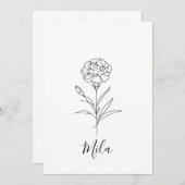 Gepersonaliseerde januari anjer geboorte bloem kaart (Voorkant / Achterkant)