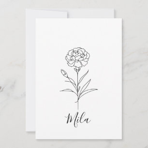 Gepersonaliseerde januari anjer geboorte bloem kaart