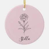 Gepersonaliseerde januari anjer geboorte bloem keramisch ornament (Voorkant)