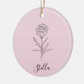 Gepersonaliseerde januari anjer geboorte bloem keramisch ornament (Links)