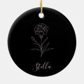 Gepersonaliseerde januari anjer geboorte bloem keramisch ornament (Achterkant)