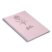 Gepersonaliseerde januari anjer geboorte bloem notitieboek (Rechterzijde)