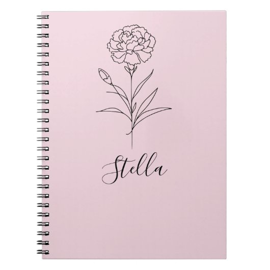 Gepersonaliseerde januari anjer geboorte bloem notitieboek (Voorkant)