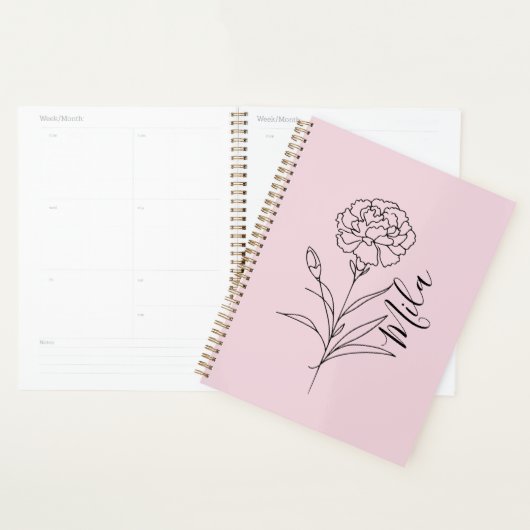 Gepersonaliseerde januari anjer geboorte bloem planner (Display)