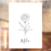 Gepersonaliseerde januari anjer geboorte bloem raamsticker (Vel 2)