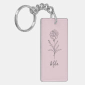 Gepersonaliseerde januari anjer geboorte bloem sleutelhanger (Voorkant Links)