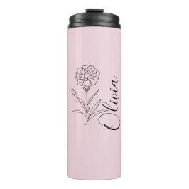 Gepersonaliseerde januari anjer geboorte bloem thermosbeker