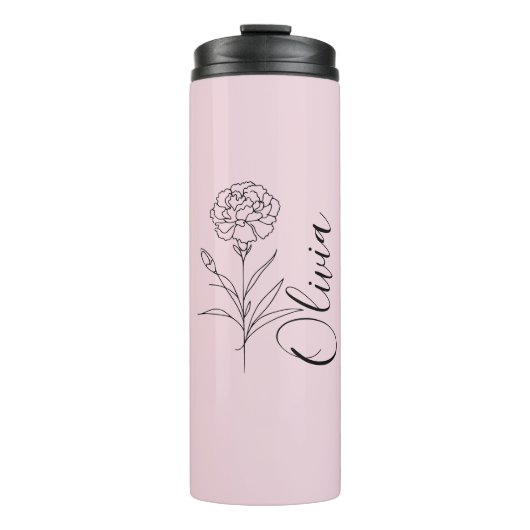Gepersonaliseerde januari anjer geboorte bloem thermosbeker (Voorkant)