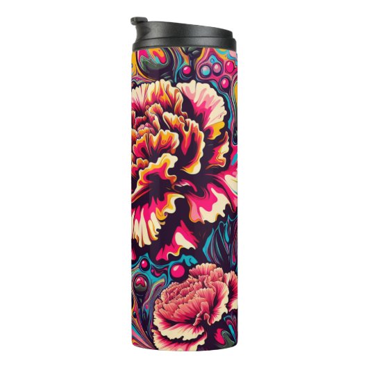 Gepersonaliseerde januari Geboorte Bloem Anjer 16  Thermosbeker (Geroteerd rechts)