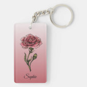 Gepersonaliseerde januari Geboorte Bloem Anjer Sleutelhanger (achterkant)