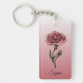 Gepersonaliseerde januari Geboorte Bloem Anjer Sleutelhanger (Voorkant)