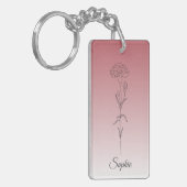 Gepersonaliseerde januari Geboorte Bloem Anjer Sleutelhanger (Voorkant Links)