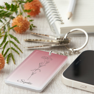 Gepersonaliseerde januari Geboorte Bloem Anjer Sleutelhanger