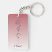 Gepersonaliseerde januari Geboorte Bloem Anjer Sleutelhanger (achterkant)