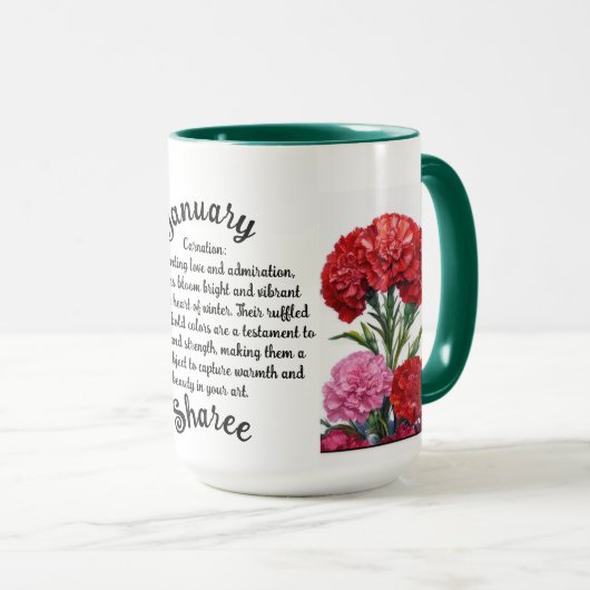 Gepersonaliseerde januari Geboorte Bloem Mok (Voorkant rechts)