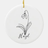 Gepersonaliseerde januari sneeuwklokje Geboorteblo Keramisch Ornament (Achterkant)