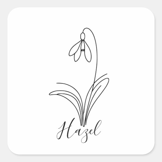 Gepersonaliseerde januari sneeuwklokje Geboorteblo Vierkante Sticker (Voorkant)