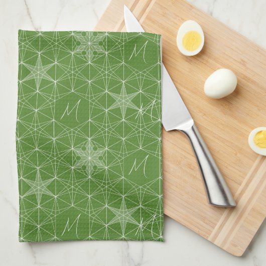 Gepersonaliseerde Japandi stijl Snowflake ontwerp Theedoek (Quarter Fold)