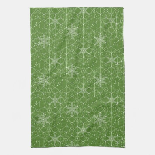 Gepersonaliseerde Japandi stijl Snowflake ontwerp Theedoek (Verticaal)