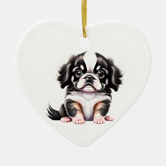 Gepersonaliseerde Japanse kin puppy Keramisch Ornament (Voorkant)