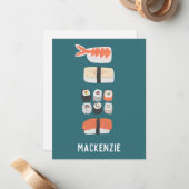 Gepersonaliseerde Japanse Sushi Notitiekaartje (Voorkant / Achterkant in situ)