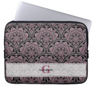 Gepersonaliseerde jaren '20 Dusky Roos Bloemen Fro Laptop Sleeve