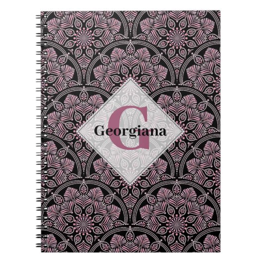 Gepersonaliseerde jaren '20 Dusky Roos Bloemen Fro Notitieboek (Voorkant)