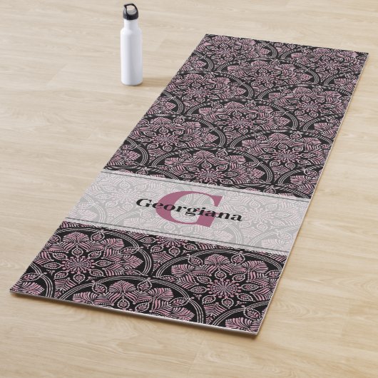 Gepersonaliseerde jaren '20 Dusky Roos Bloemen Fro Yogamat (In situ)