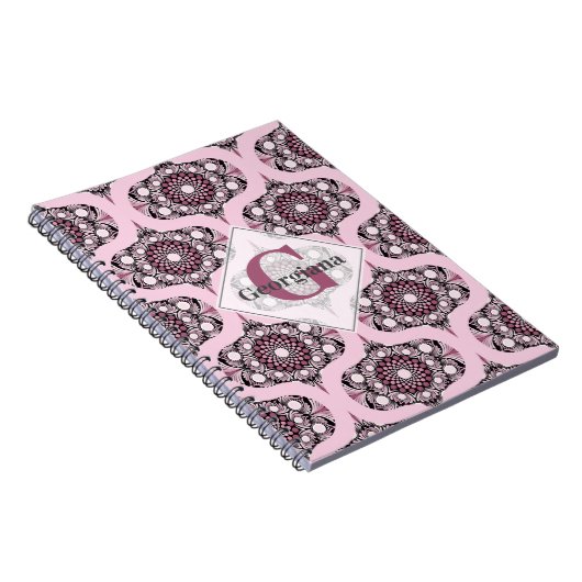 Gepersonaliseerde jaren '70 Dusky Roos Cherry Blos Notitieboek (Rechterzijde)