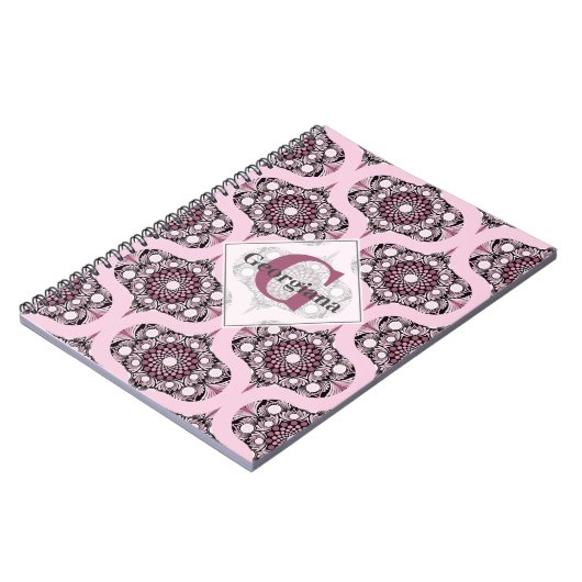 Gepersonaliseerde jaren '70 Dusky Roos Cherry Blos Notitieboek (Linkerzijde)