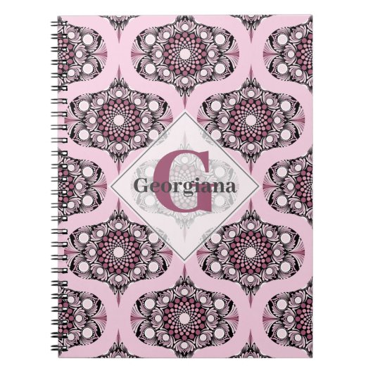 Gepersonaliseerde jaren '70 Dusky Roos Cherry Blos Notitieboek (Voorkant)